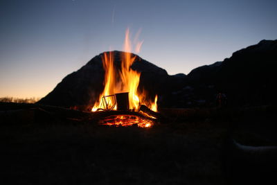 Bonfire against sky at night