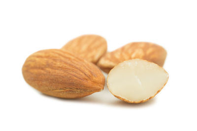 Close-up of cookies against white background