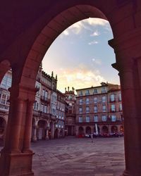 Buildings in town during sunset
