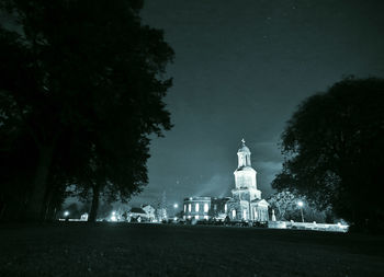 View of statue at night