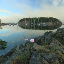 Scenic view of lake against sky