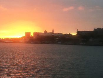 View of sunset over river