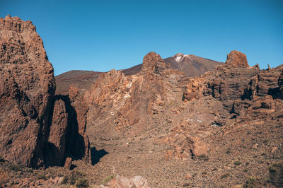 Low angle view of rock formations