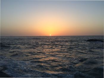 Scenic view of sea during sunset