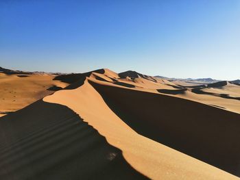 Scenic view of desert against clear sky