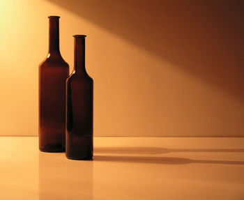 Close-up of beer bottle on table