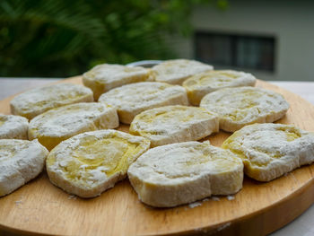 Close-up of food on table