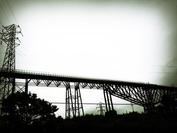 Low angle view of electricity pylon against sky