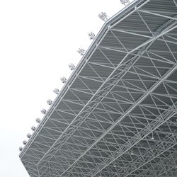 Low angle view of modern building against clear sky