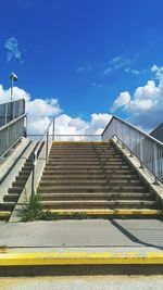 Low angle view of staircase against sky