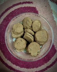 High angle view of breakfast on table