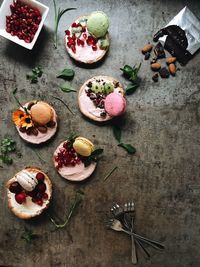 Directly above shot of dessert on table