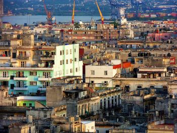 High angle view of buildings in city