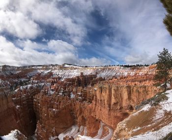 Panoramic view of rock formations against sky