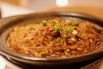 Close-up of soup in bowl