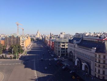 View of cityscape against clear sky