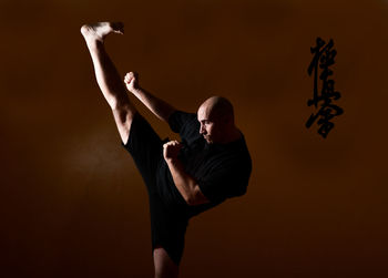 Man practicing martial arts