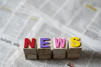 Close-up of toys on table
