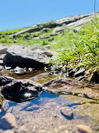 Close-up of water flowing through rocks