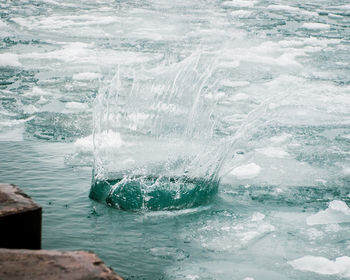 Close-up of water splashing in swimming pool