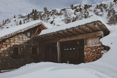 House against sky during winter