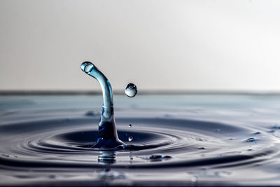 Close-up of drop splashing in water