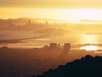 View of san francisco cityscape during sunset