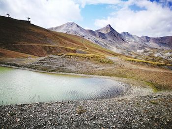 Scenic view of lake against sky