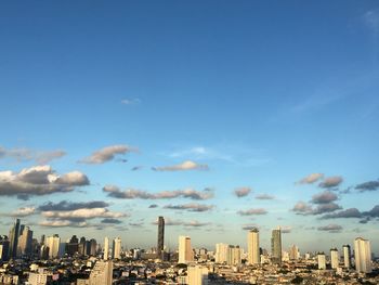 Modern buildings against blue sky