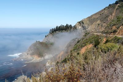 Scenic view of sea against clear sky
along highway 1 from monterey 