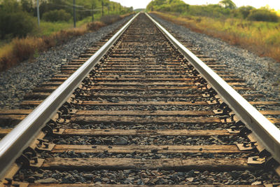 Railway tracks along landscape