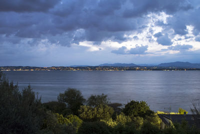 Scenic view of lake against sky
