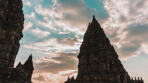 Low angle view of temple building against sky