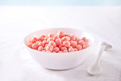 Close-up of pills in bowl on table