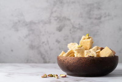 Close-up of food in bowl on table