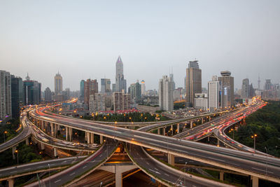 High angle view of traffic on road in city