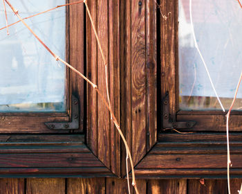 Close-up of old wooden window