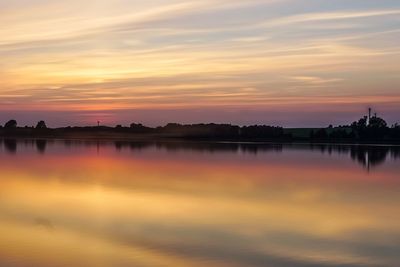 Scenic view of lake during sunset