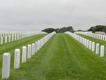 Panoramic view of cemetery against sky