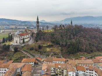 High angle view of townscape against sky