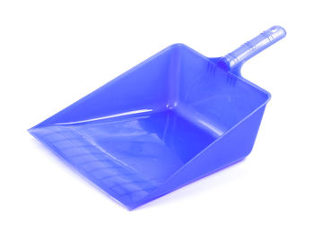 High angle view of blue glass on white background