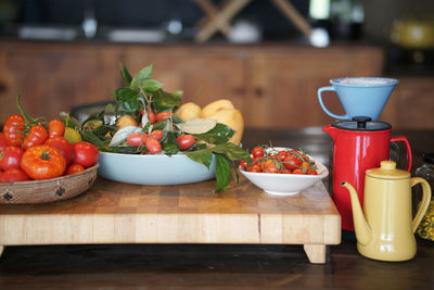 Close-up of fruits in bowl on table