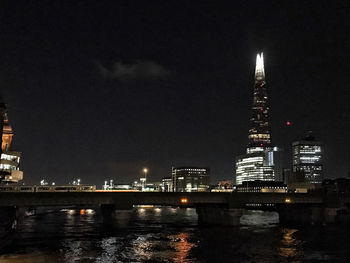 Illuminated buildings at waterfront