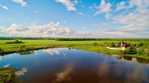Scenic view of lake against sky