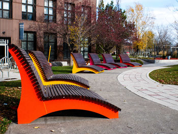 View of empty park in city