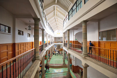 People walking in modern building