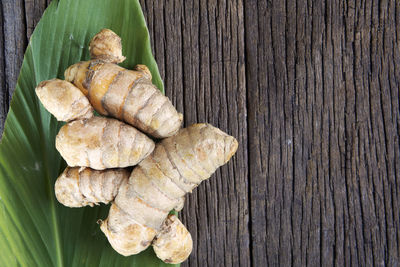 Directly above shot of turmeric on table