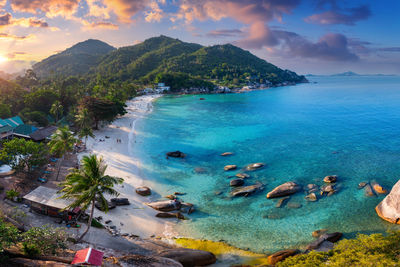 High angle view of sea against sky