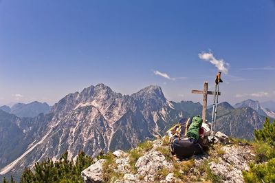 Panoramic view of rocks and mountains against sky