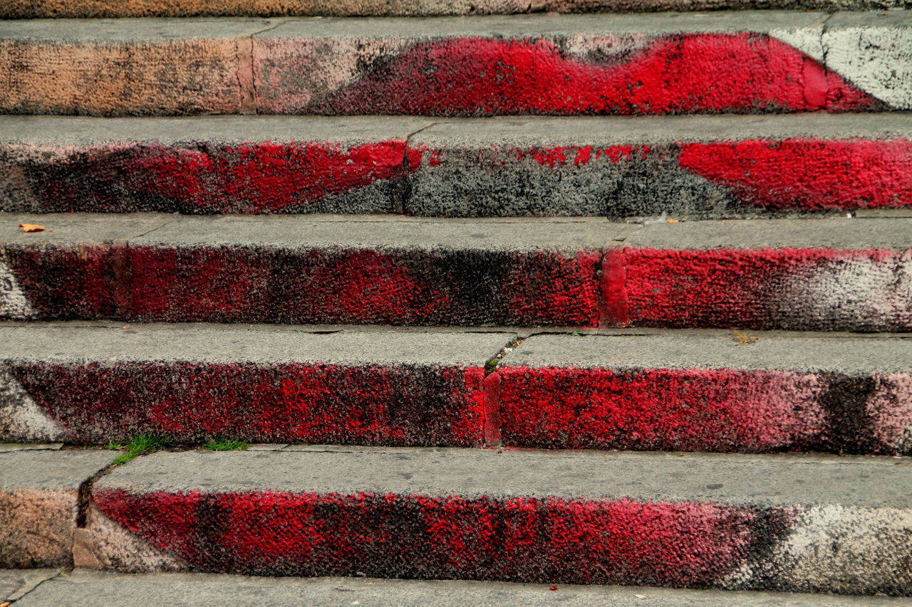Red lips on stairs
